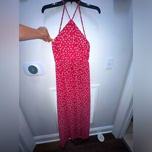 Tobi Red Halter Style Maxi Dress
